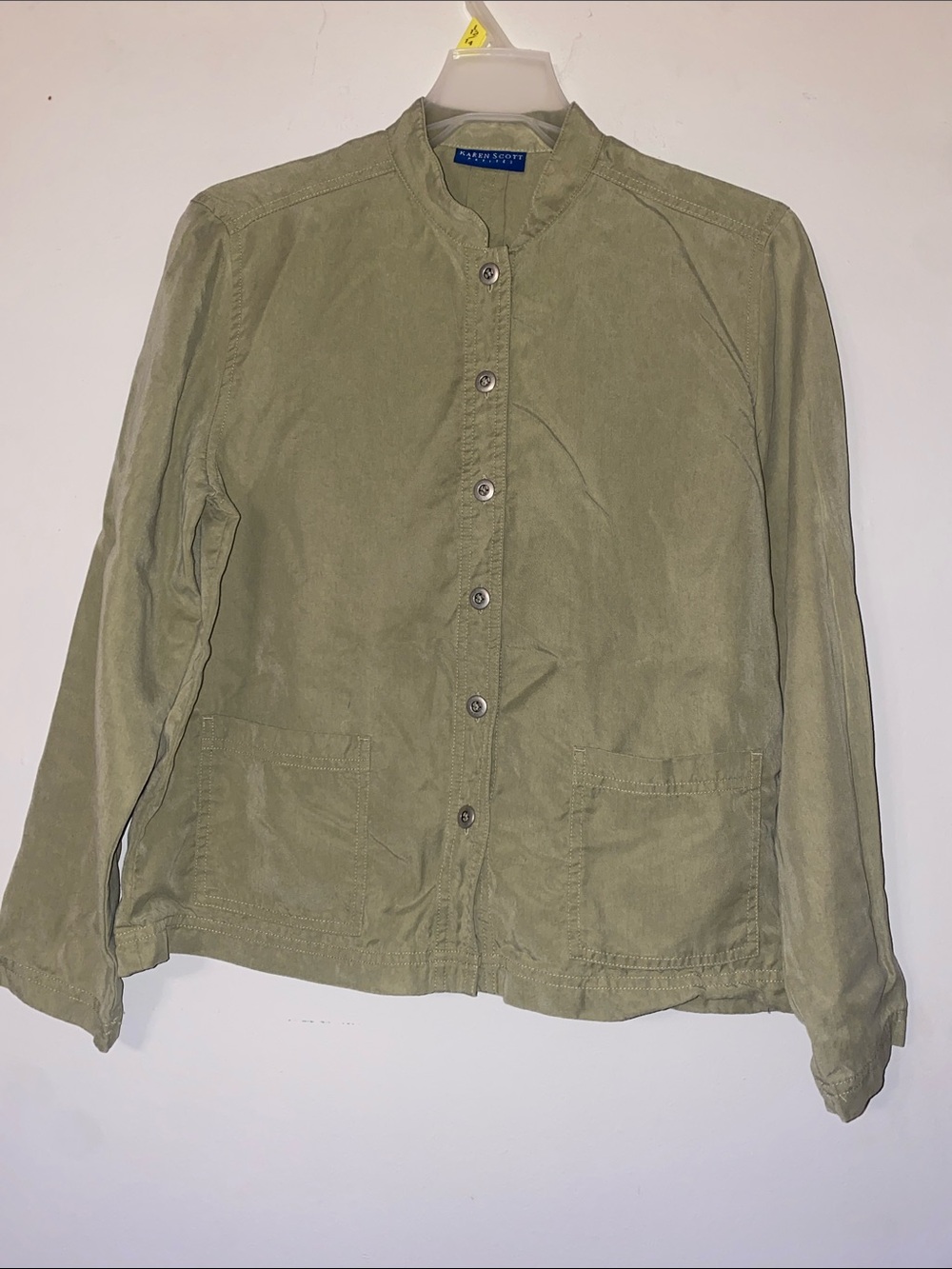 Karen Scott Petite Light Olive Utility Jacket